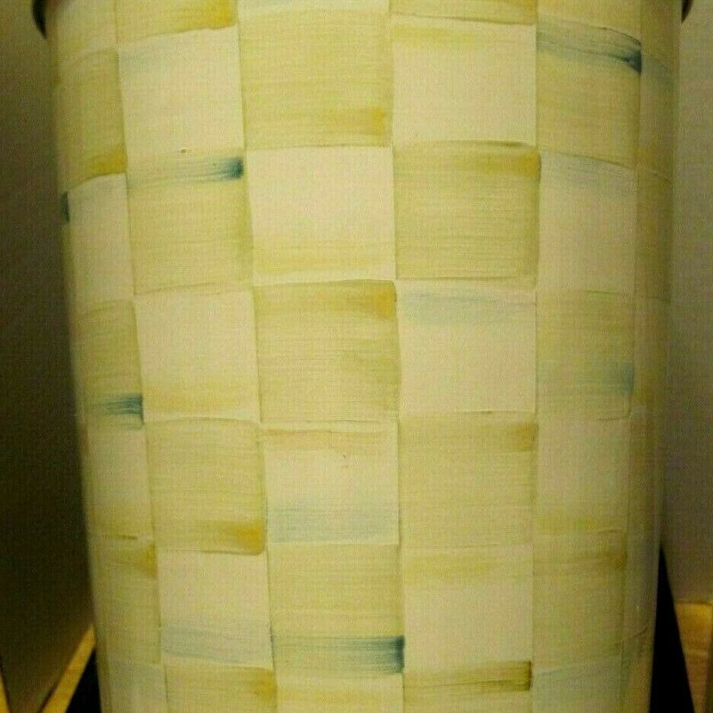 Mackenzie Childs Parchment Check Trash Can Planter